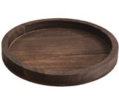 Bandeja decorativa para mesa de centro: bandeja de madera marrón, bandejas redondas de madera rústica, candelabro de centro de mesa de granja circular, 12"