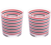 Set de vasos de cristal 345ml con diseño de rayas azules, rojas y blancas - El Ganso