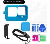 Silicone Case for GoPro Hero12 11 10 Black Tempered Glass Screen Protector Protective Film Lens Cap Cover for GoPro9 Accessories
