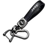 Leather Keychain Hook Key Pendant With Car Brand Logo Spring Buckle & Ring Compatible