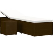 vidaXL Tumbona de jardín con cojín y mesita ratán sintético Blanco crema, Marrón, Gris Sillas de Exterior Ideal para jardín, playa, piscina, terraza Tumbona Piscina Tumbonas Playa Tumbonas Jardín Exterior