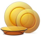 Duralex® Colección Lys ,Plato de cena，cristal Vermeil,Juego de 18 piezas , OK microondas y lavavajillas, Made in France