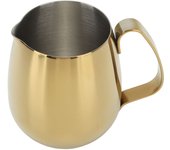 Jarra de acero inoxidable para espumar leche, café, capuchino, café con leche, jarra dorada de 350 ml