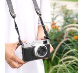 Camera Half Case for Fujifilm X100VI Fuji X100VI Man-made Leather Bottom Open with Shoulder Strap Camera Protector Baseplate