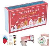 Calendario de Adviento de Navidad en punto de cruz, kit de bordado de cuenta regresiva para Navidad, patrones de punto de cruz para calendarios de Adviento de Navidad para principiantes y amantes de las manualidades