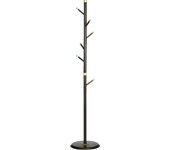 HOMCOM Perchero con 6 Ganchos, Perchero de Pie para Ropa, Sombreros, Recibidor, Entrada, Metal, Nogal, 36 x 36 x 180 cm