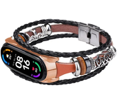 Leather Watch Band For Xiaomi mi Band 6 5 4 3 Bracelets Ethnic Style Retro Strap miband6 Fashion smart watch correa Accessories