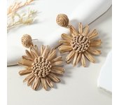 Summer New Simple Lafite Grass Sunflower Ethnic Style Beach Vacation Vine Weaving Handmade Grass Weaving Earrings