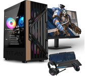 PC GAMING COMPLETO PC RACING AMD RYZEN 5 5600G - 16GB DDR4 - 1TB SSD M.2 – RADEON GRAPHICS - WIFI - WINDOWS 11 PRO - MONITOR 27" FULLHD - COMBO GAMING - PC Gamer, ordenador de sobremesa