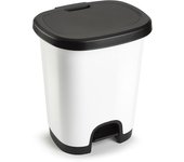 CABLEPELADO Cubo basura plástico, Cubo basura apertura pedal, Papelera de pedal, Cubo de pedal, Libre de BPA, 40 cm alto x 32 cm ancho x 28 cm fondo, Capacidad 18 Litros, Blanco con tapa Ngero