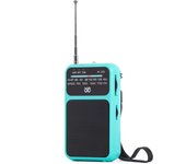 J-555 Am/FM Radio Portatil pequeña recargable, Carga USB-C, Radios pequeña Pilas, con Toma de Auriculares, Transistor Radio de Bolsillo con Clip y Cordón para Correr, Acampar. (Azul)