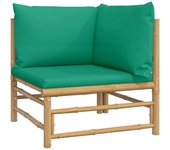 vidaXL Set de muebles de jardín 2 piezas bambú con cojines verde