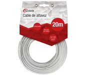 Cable para altavoz 2x1.0mm, Blanco polarizado 20m