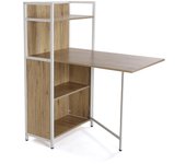 Versa Blumenau Mesa de comedor con Estantería para Cocina, Terraza, Jardín o Comedor, Encimera plegable, Medidas (Al x L x An) 120 x 30 x 62 cm, Madera, PVC y Metal, Color Marrón y Blanco