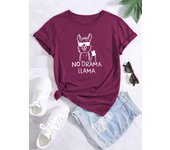 ‘No drama llama’Oversize Tee Women's Casual Trendy Graphic Print Comfortable Crew Neck Short Sleeve T-shirts