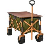 Outsunny Carro de Mano, Carro de Mano Plegable, Carro de Transporte con Asa Ajustable, Carro de Playa, Carro de jardín con Tabla Plegable, Capacidad de Carga de hasta 120 kg, Verde