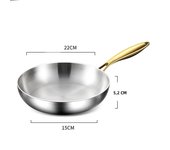Sartén De Frying 28cm Acero Inoxidable 316 Antiadherente Para Estufa De Gas Y Inducción Cocina Universal Sin Tapa