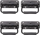 4Piezas de manija de caja, manija plegable de metal, manija de caja negra, manija de caja con resorte, manija de repuesto para caja de herramientas o caja de almacenamiento