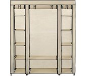 Armario con compartimientos y Varillas lienzo crema 150x45x176 cm