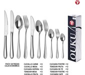 Mr.Spoon Serie Luna Juego 96, 108 o 120 piezas cubiertos,Acero inoxidable 18/10,Plateado,Alta calidad y acabado,Incluye cuchillo carne o mesa,tenedor,cuchara,cucharilla,etc,Diseño moderno y elegante,Apto para lavavajillas,Ideal para Casa,Hotel,Restaurante