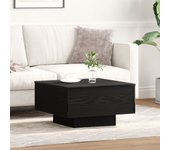 Mesa de café vidaXL negra de roble 55x55x31 cm, hecha de madera