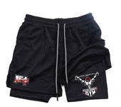 Men's and women's gym shorts, quick drying mesh shorts, animated printed Baki Hanma, sleeves, 2-in-1