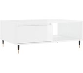 vidaXL Mesa de centro madera de ingeniería 90x60x35 cm Blanco, Negro, Blanco brillante Mesita de Salón o Comedor o Auxiliar Mesa de Café Meuble Salón