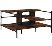 vidaXL Mesa de centro madera de ingeniería 100x100x48,5 cm Negro, Roble Sonoma, Roble ahumado Mesita de Salón o Comedor o Auxiliar Mesa de Café Meuble Salón