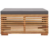 vidaXL Set de mesa reposapiés de jardín cojín gris oscuro madera teca