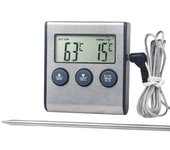 Termómetro de cocina Digital con pantalla LCD grande, sonda larga para parrilla, horno, carne, cocina, temperatura, alarma, temporizador, herramienta