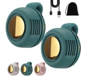 Mini ventilador portátil silencioso sin aspas con clip, nuevo ventilador de clip para camisa (2025), recargable por USB, 3 velocidades ajustables, personal, mini ventilador eléctrico de cintura para exteriores, oficina y gimnasio (verde*2)