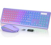 Teclado Y Ratón Inalámbricos Con Iluminación Retroiluminada Recargable JOMAA Set De Teclado Completo De 108 Teclas Y Ratón Para Desktop Laptop Tablet MOV