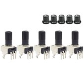 5 Pairs = 10Pcs RV09 Vertical Adjustable Resistor 3Pin Seal Potentiometer 1K, 2K 5K 10K 20K 50K 100KΩ, Ohm For Arduino With Knob