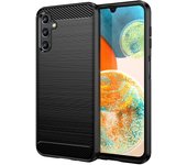 Funda para móvil Samsung Galaxy A14 5G Carcasa Protectora Antigolpes Silicona Negra Diseño Fibra de Carbono Resistente Absorción de Choque [Compatible Carga Inalámbrica]
