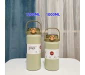 1L/1.2L Thermo Bottle Stainless Steel Large Capacity Vacuum Flask With Straw Tumbler Cold Hot Drinks Thermos Cup Gym Drinkware
