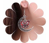 Punk Mariposa Cráneo Luna Pendientes Colgantes Crescent Moon Gota Pendientes Negro Cabeza De Mariposa Pendientes De Plata Hueca Luna Pendientes Joyería Para Las Mujeres Y Las Niñas Roñjo