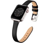 Compatible con correas de Apple Watch de 38 mm, 40 mm y 41 mm, correa de repuesto de cuero genuino, correa fina para iWatch Series 7/6/5/4/3/2/1, SE (negro)