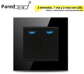 EU Glass 2 Gang with LED Indicator Wallpad White Crystal  1 2 Way  Rocker On Off Light Switch for EU Round Box