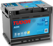 Batería de coche Tudor TK620 Start-Stop Agm. Tecnología AGM. 12V - 62Ah/680A (EN) Caja L2