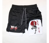 Anime Baki Hanma Gym Shorts Men Women Fitness Manga Print 2 in 1 Sports Performance Shorts Workout Quick Dry Mesh Short Pants