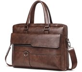 Bolsa De Lápiz Para Hombre 14 Pulgadas Cuero PU De Alta Calidad Bolso De Mano Para Oficina Estilo Negocios Con Correa De Hombro