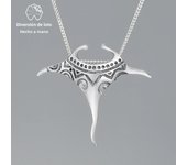 Lotus Fun Vintage Real 925 Sterling Silver Manta Ray Fish Pendant Fashion 18K Gold Chains and Necklace for Women Fine Jewelry