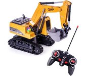Excavadora de control remoto para niños, juguete de tractor excavadora, vehículo de construcción RC, 6 canales, escala 1:24, camión excavadora de juguete.
