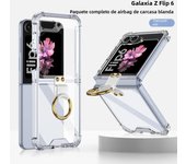 Electroplated Transparent Airbag Ring Phone Case for Samsung Galaxy Z Flip 6 5 Flip6 Flip5 5G Stand Shockproof Cover