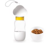 Botella de Agua portátil para Perros 2 en 1 con Cuenco de comida, receptaculo Pequeño para comida para mascotas con tapa a prueba de fugas, adecuado para perros y Gatos (350 ml + 200 ml) dispensador para Perros para caminatas y Viajes