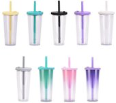 HKK-taza Boba de té de burbujas, vasos para batidos de boca ancha de 700ml con tapa, pajitas y cepillo de limpieza blanco, envío rápido, novedad