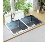 vidaXL FREGADERO DE COCINA HECHO A MANO ACERO INOXIDABLE