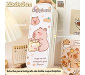 Cartoon Large Capacity Capybara Pencil Bag Double Layered Pencil Case Creative Student Stationery Organizer School Supplies Gift