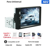 PORCHEDDU Navifly-REPRODUCTOR Multimedia with Pantalla táctil HD de 7 pulgadas para Coche, autorradio Universal with reproductor MP5, FM, Estéreo, Carplay, 1DIN