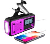 Radio portátil Power Bank Radio meteorológica de emergencia con NOAA/AM/FM USB/solar/manivela de carga alarma SOS y linterna